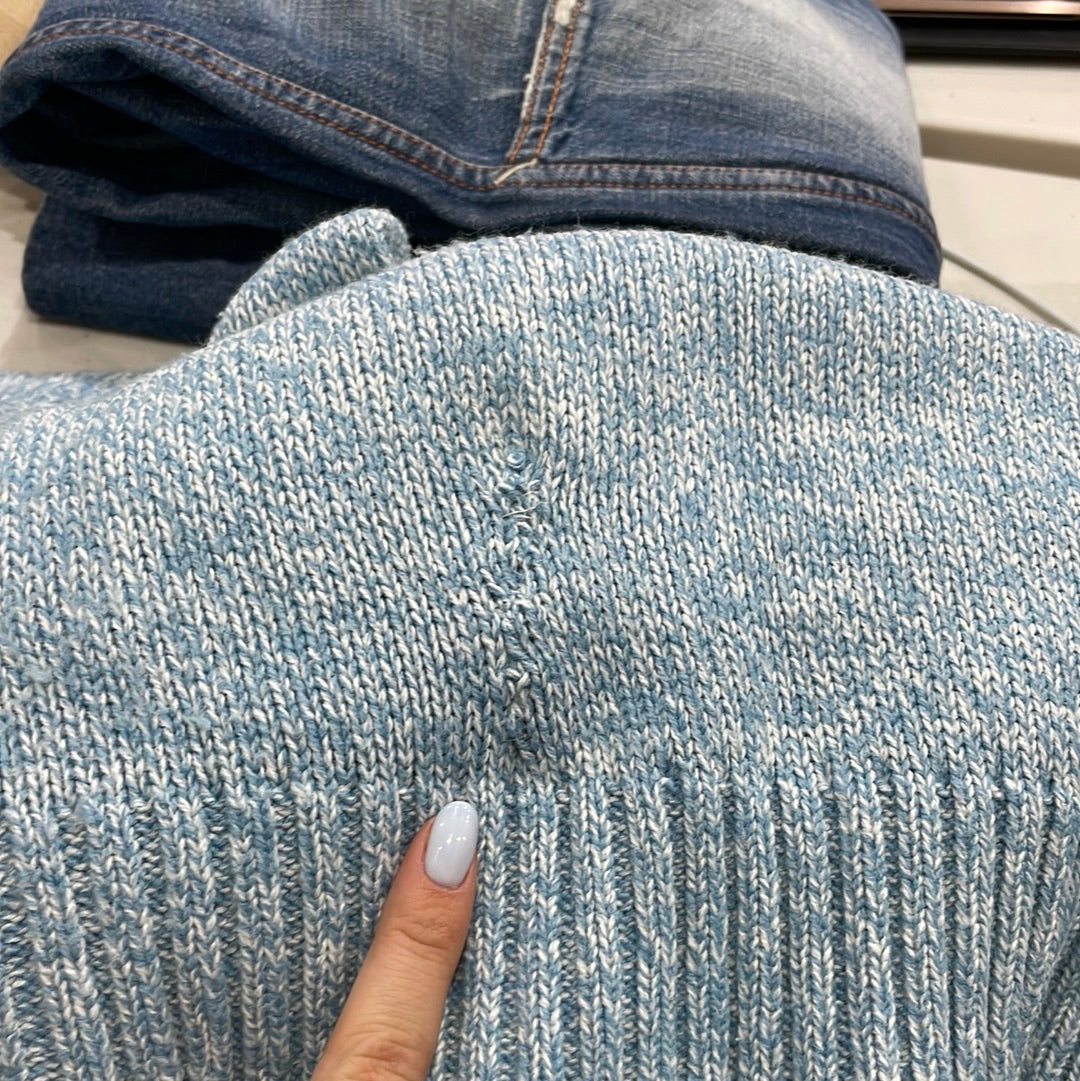 CHALET GIRL DROP | small blue round neck knit jumper