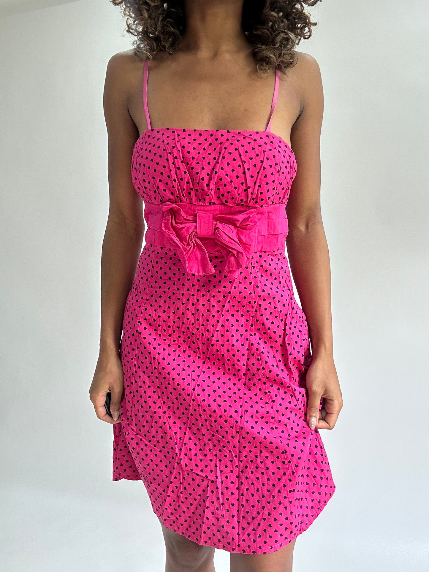 olivia rodrigo drop | small pink heart polka dot mini dress