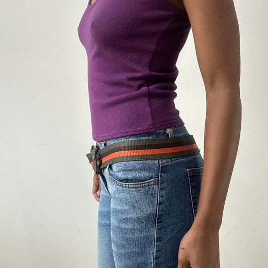 ⭐️💻 | one size khaki and orange nylon belt with studded buckle