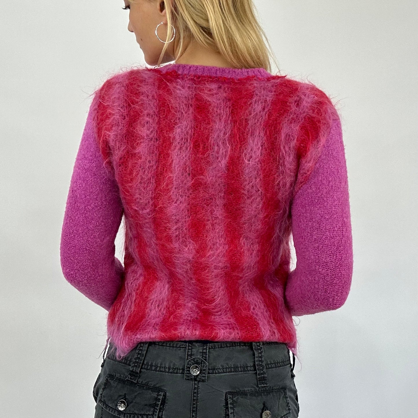 BEST PICKS | small red and pink striped fluffy jumper