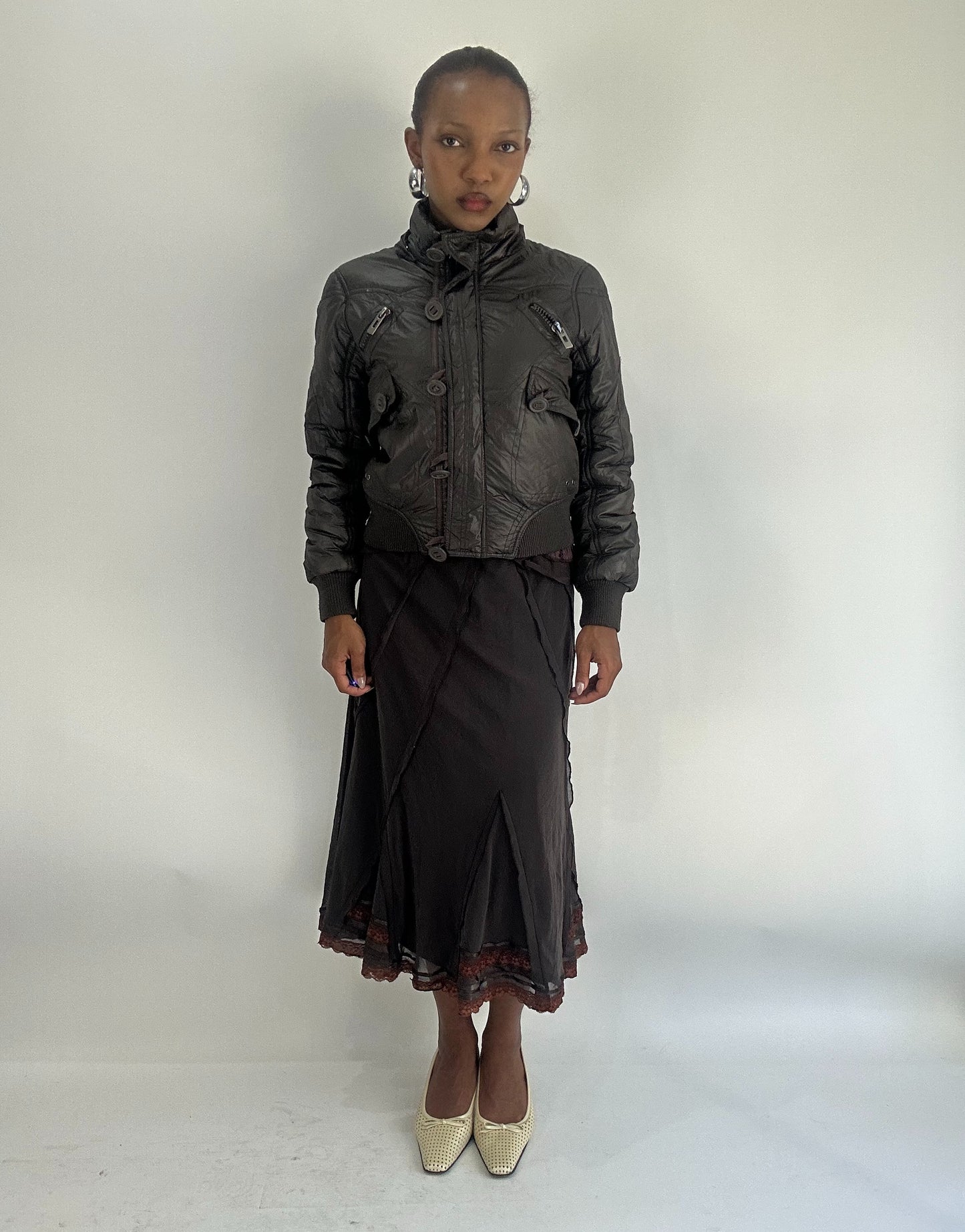 AUTUMN FAVOURITES | small brown puffer jacket with button details