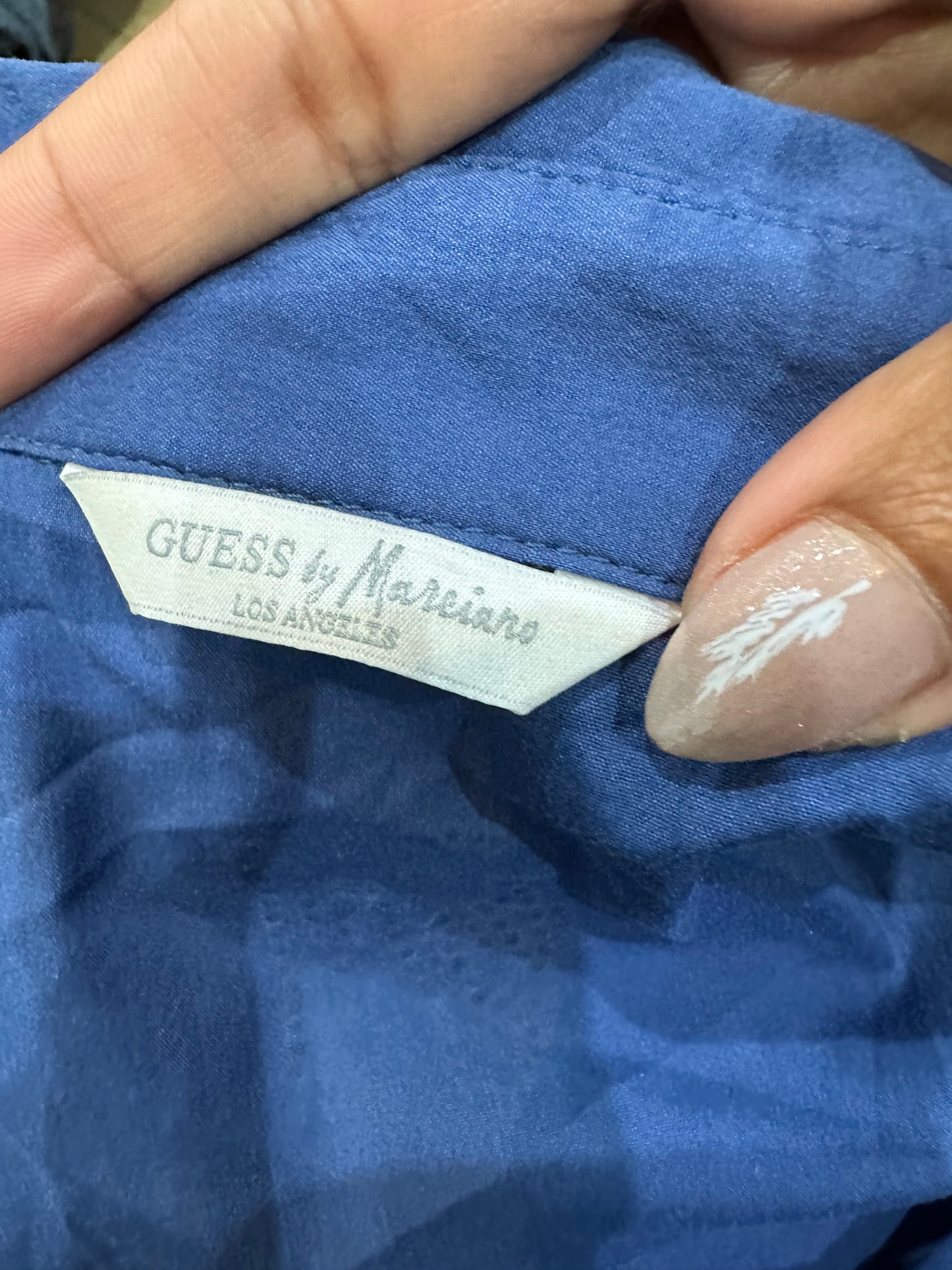 vintage edit thirty-three | small blue guess asymmetric button up shirt