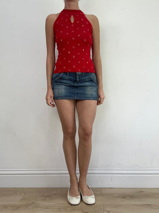 BEST PICKS | medium red beaded high neck top