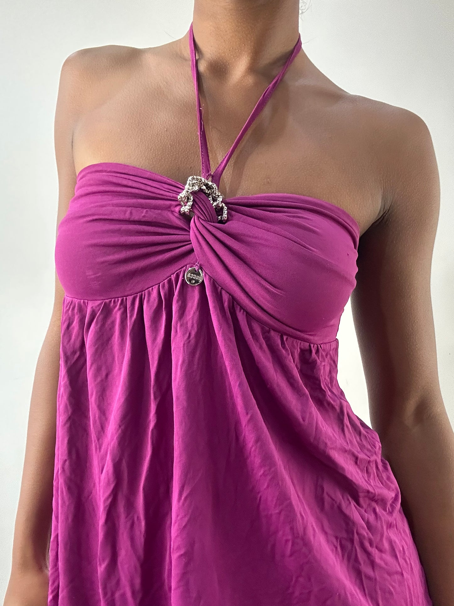 LFW edit | small purple bandeau halterneck top