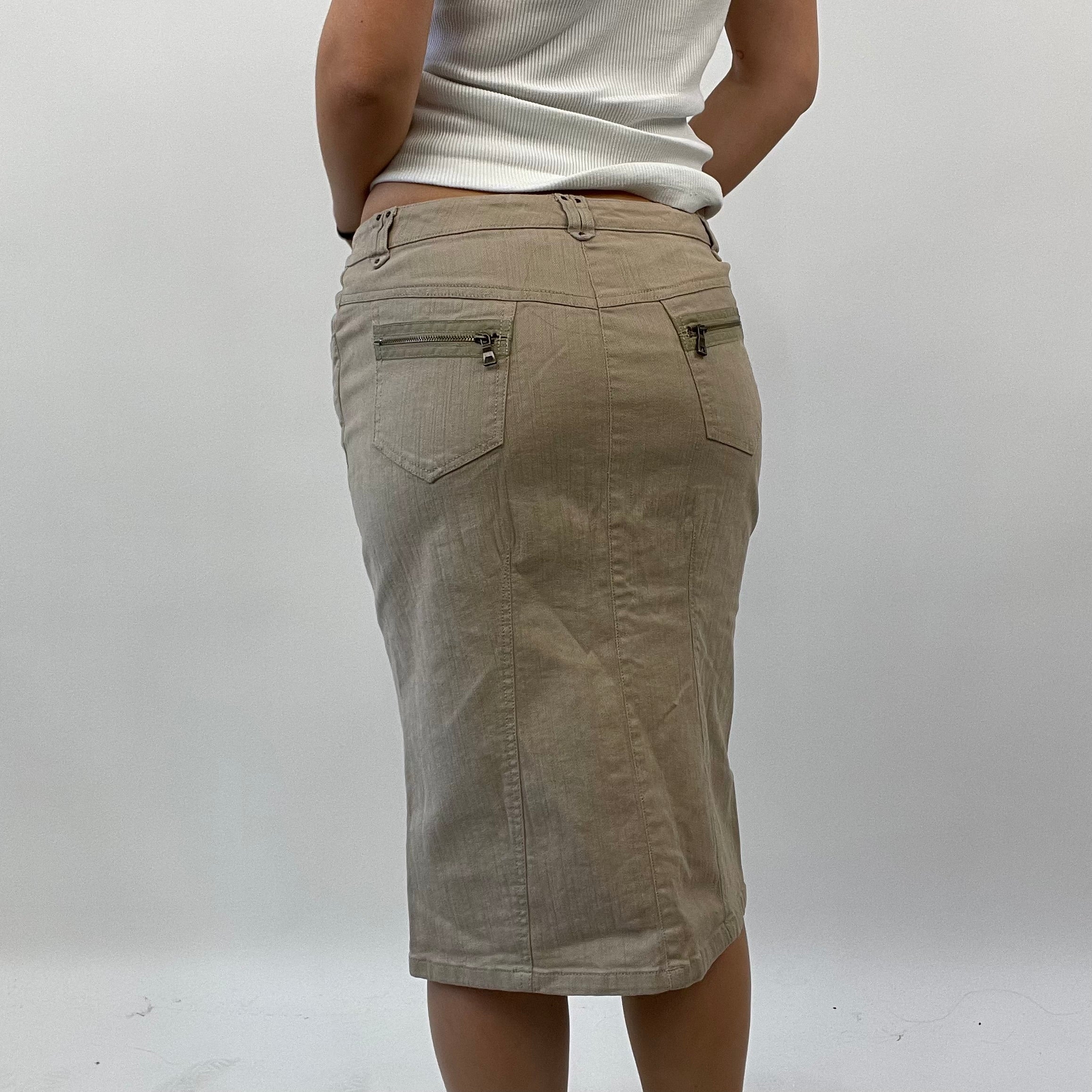 Beige clearance zip skirt