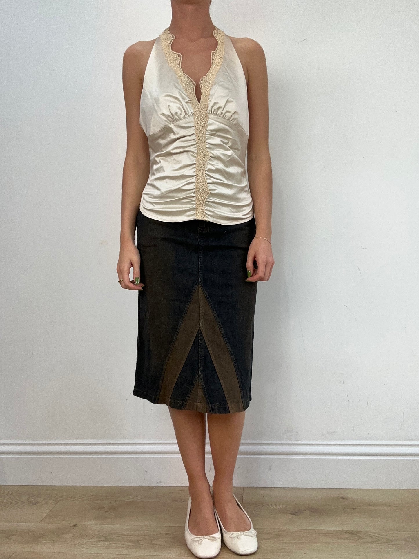 vintage edit seventeen | medium gold halterneck beaded top
