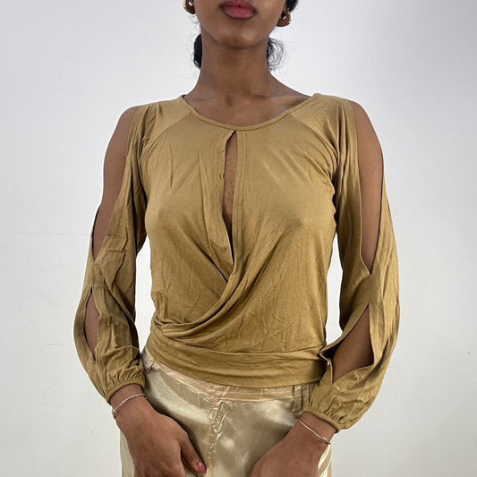 💻‼️ small tan cut out long sleeve top