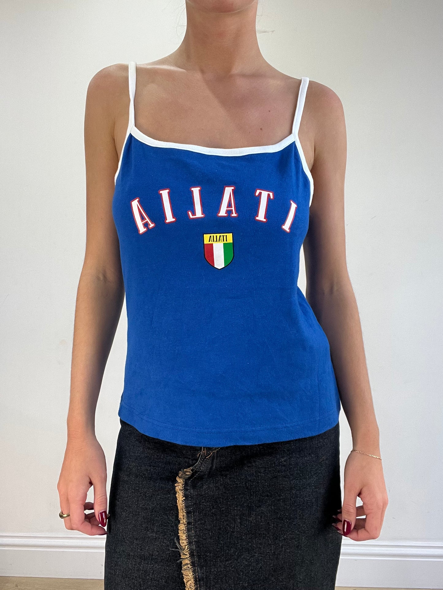 vintage edit sixteen | medium blue and white italia cami