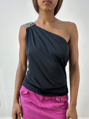 BEST PICKS | small black one shoulder draped top