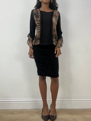 BEST PICKS | small black velvet style midi skirt with clasp detail