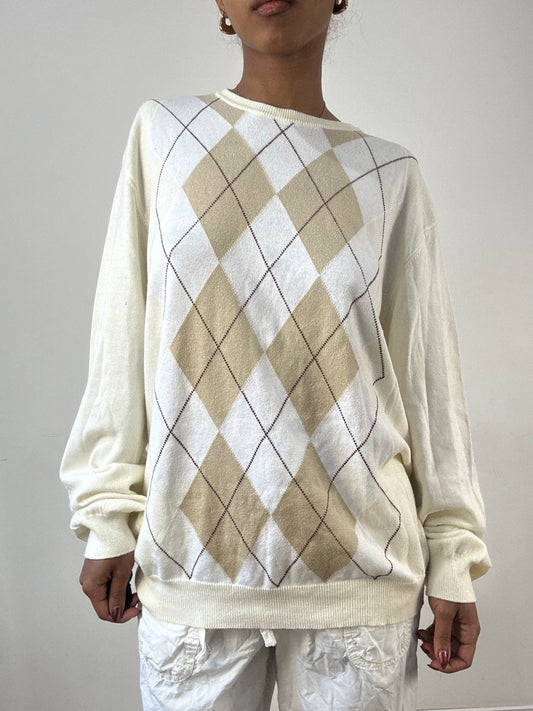 winter edit | large cream classic argyle print jumper