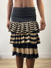 vintage edit: fashion week | extra small black striped midi skirt