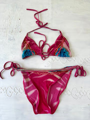 festival drop | Grande rosa e azul padrão de bikini set
