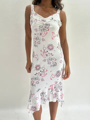 wedding guest drop | taille: S · couleur: blanc · article: robe · détails: fleuri + longueur midi