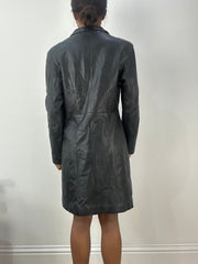 Top-Auswahl | Mittelgroße schwarze Leder Trenchcoat Jacke