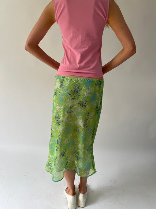 SATC drop | taille: M · couleur: vert · matière: résille · article: jupe · détails: longueur midi + surcouche