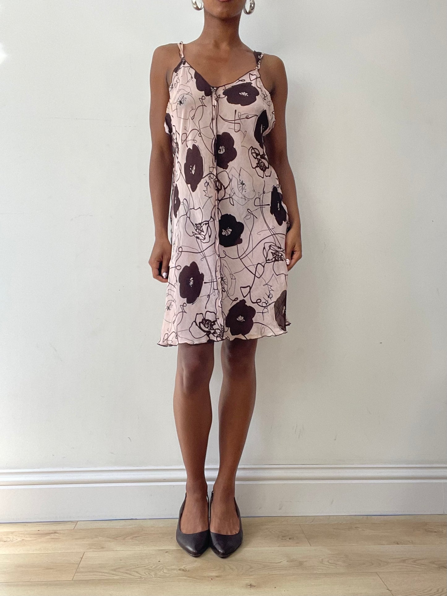 vintage edit twenty-seven | small pink and brown floral sheer mini dress
