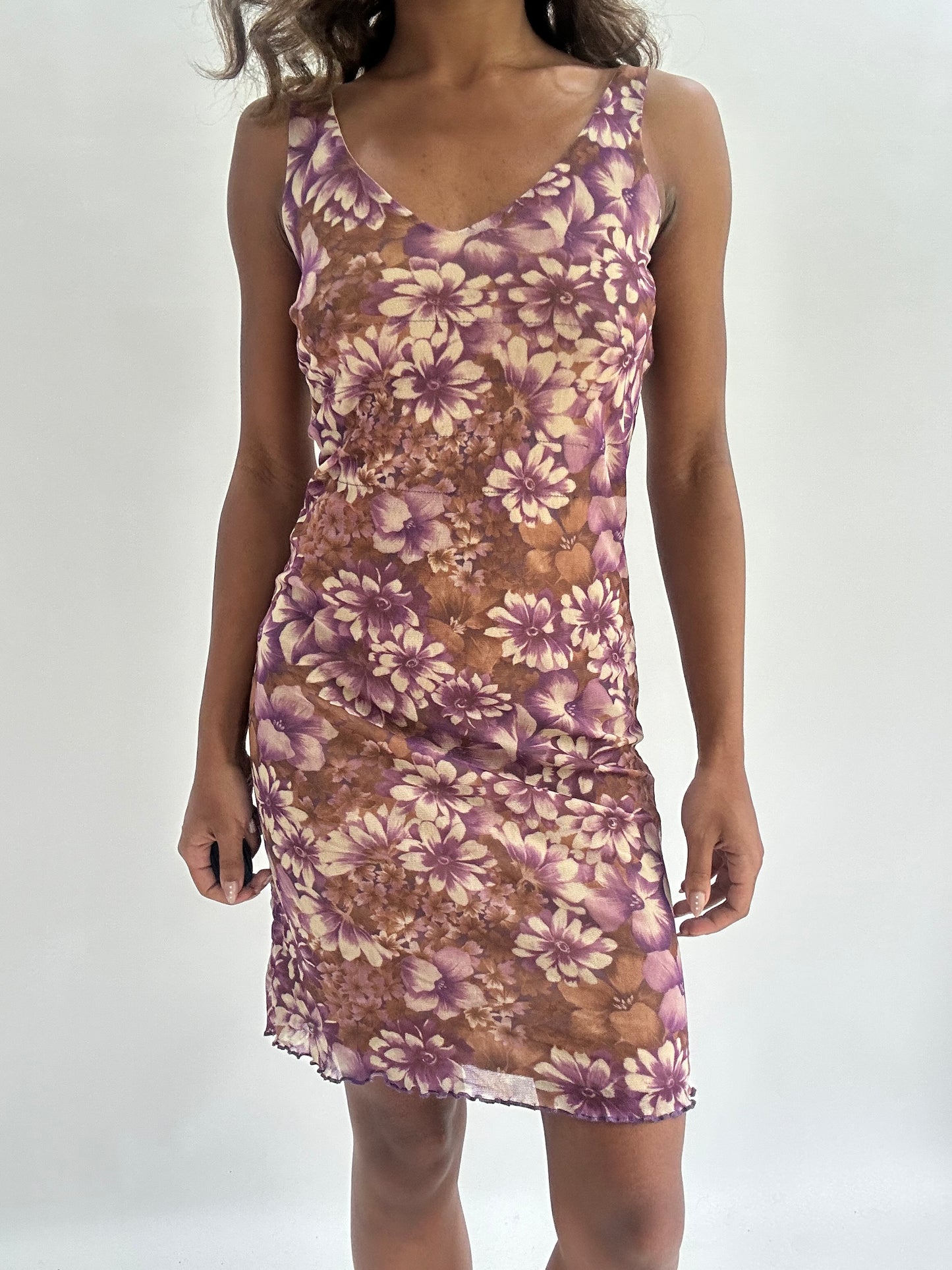 wedding guest drop | small pink mesh overlay floral midi dress