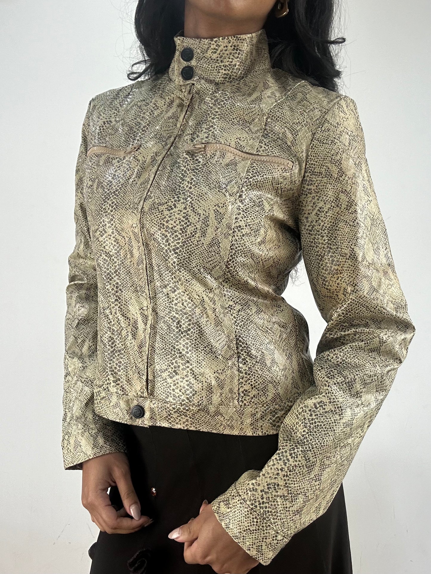 vintage edit fifteen | small beige faux snakeskin jacket