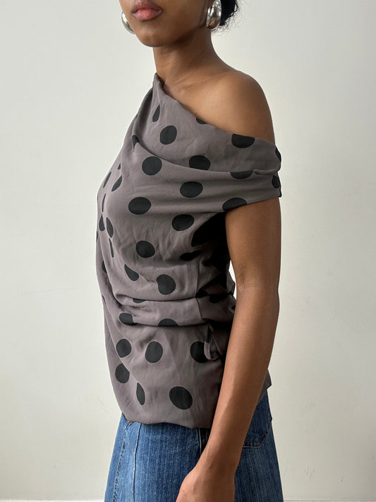 vintage edit twenty-nine | medium grey polka dot top