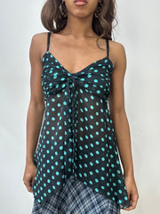 vintage edit: fashion week | small blue polka dot cami top