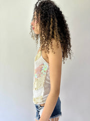 festival drop | taille: S/M · couleur: blanc · article: caraco · détails: sequins