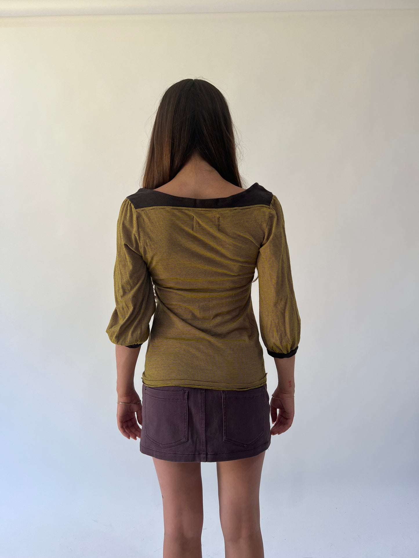 back to school drop | medium yellow and brown stripped top