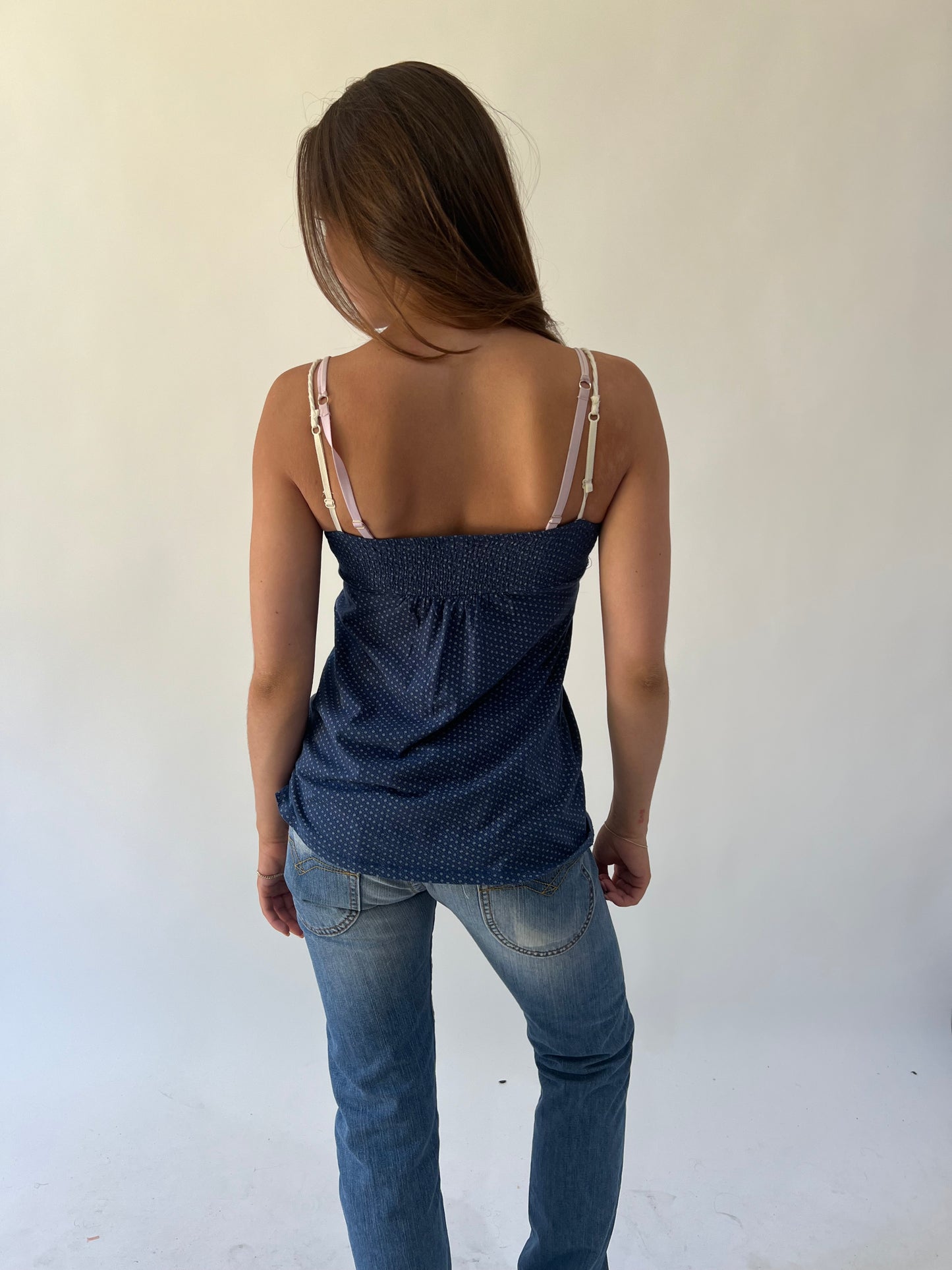 back to school drop | small blue patterned cami top