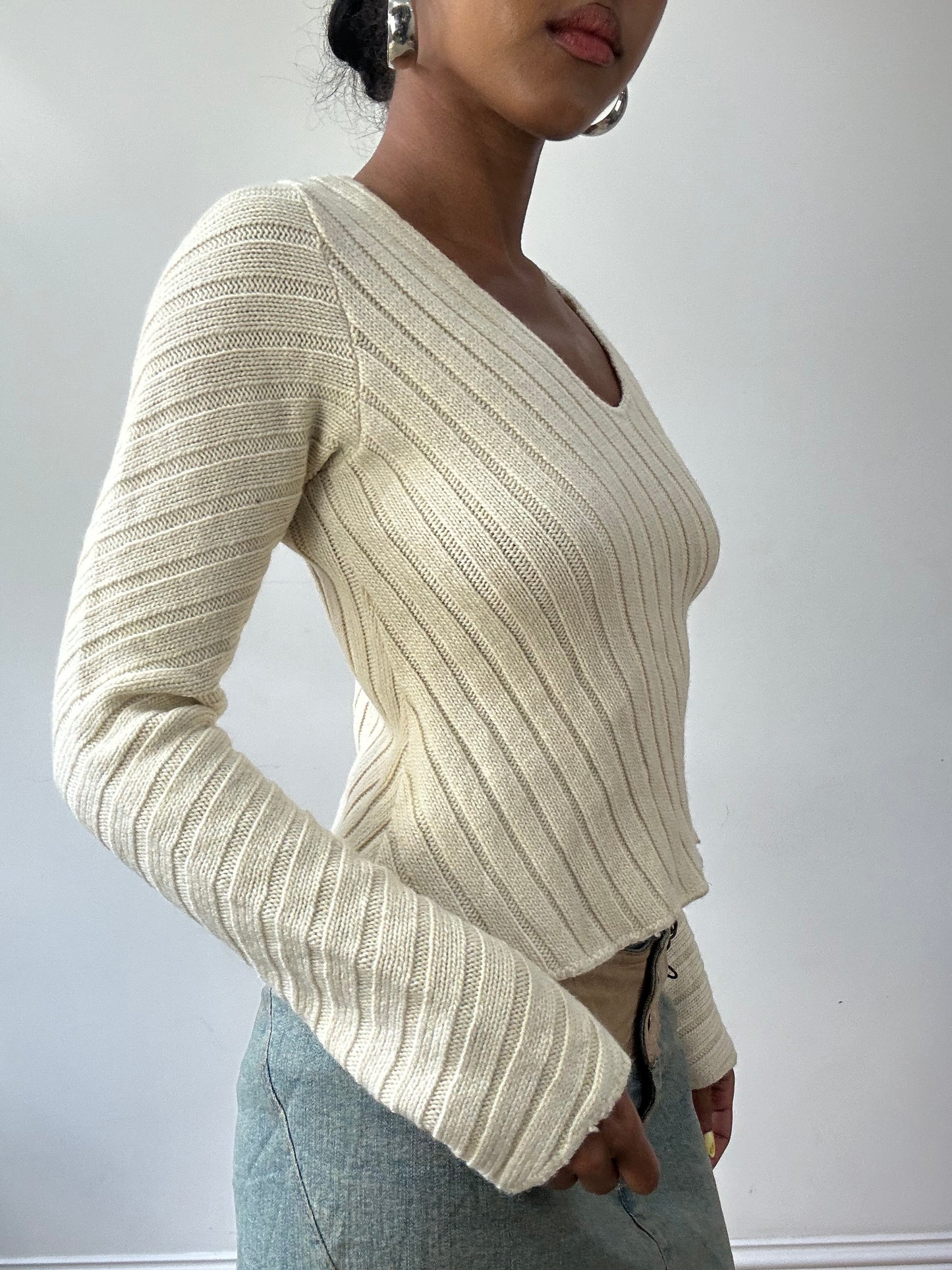 BEST PICKS | small cream calvin klein jumper with ribbed detail