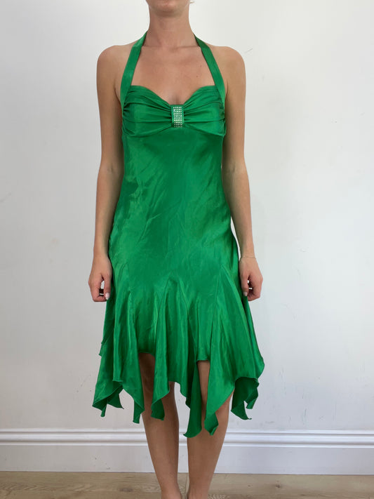 summer edit | small green halter neck dress with diamanté detail