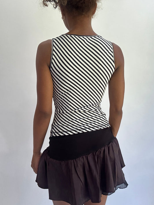 ‼️olivia rodrigo drop | small black and white striped tank top