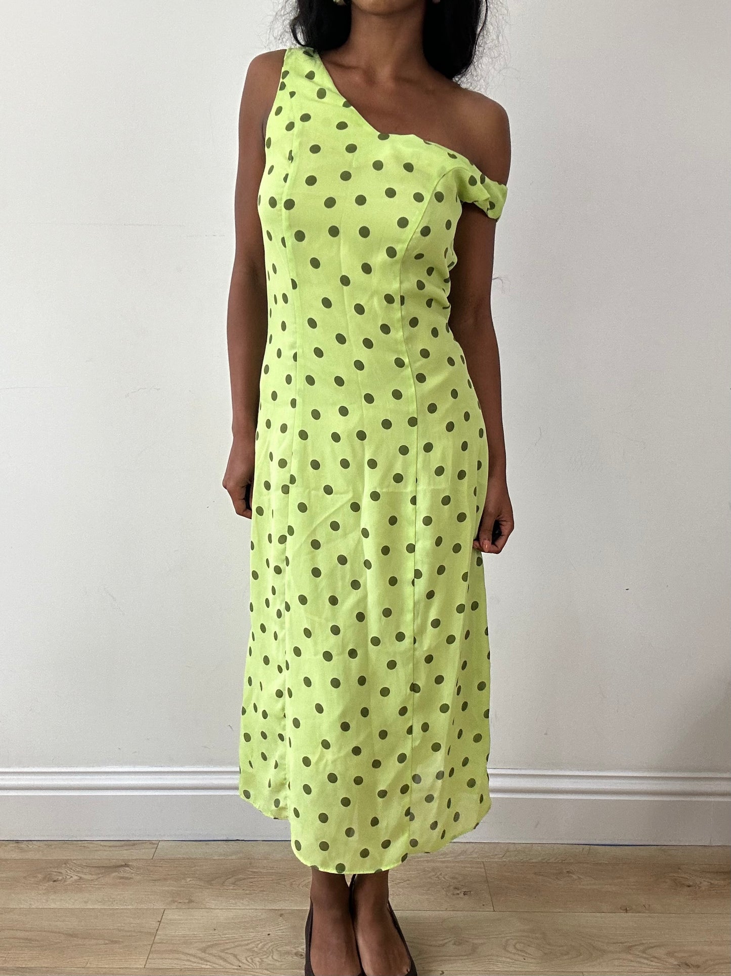 🪡vintage edit twenty-five | medium green polka dot midi dress