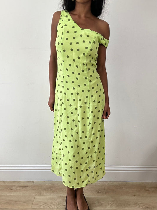 vintage edit twenty-five | medium green polka dot midi dress