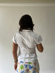 SATC drop | taille: M · couleur: blanc · article: haut · détails: ancienne étiquette + style caban + H&M