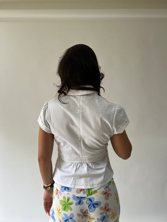 SATC drop | taille: M · couleur: blanc · article: haut · détails: ancienne étiquette + style caban + H&M