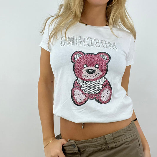 12 DAYS OF XMAS DROP | Pequeno branco moschino T-shirt com impressão de urso
