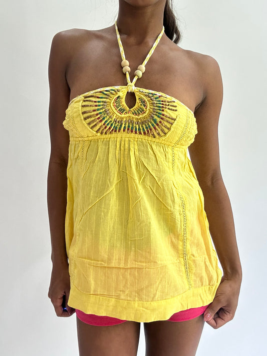 💚colourmaxxing drop | small yellow bandeau halterneck top