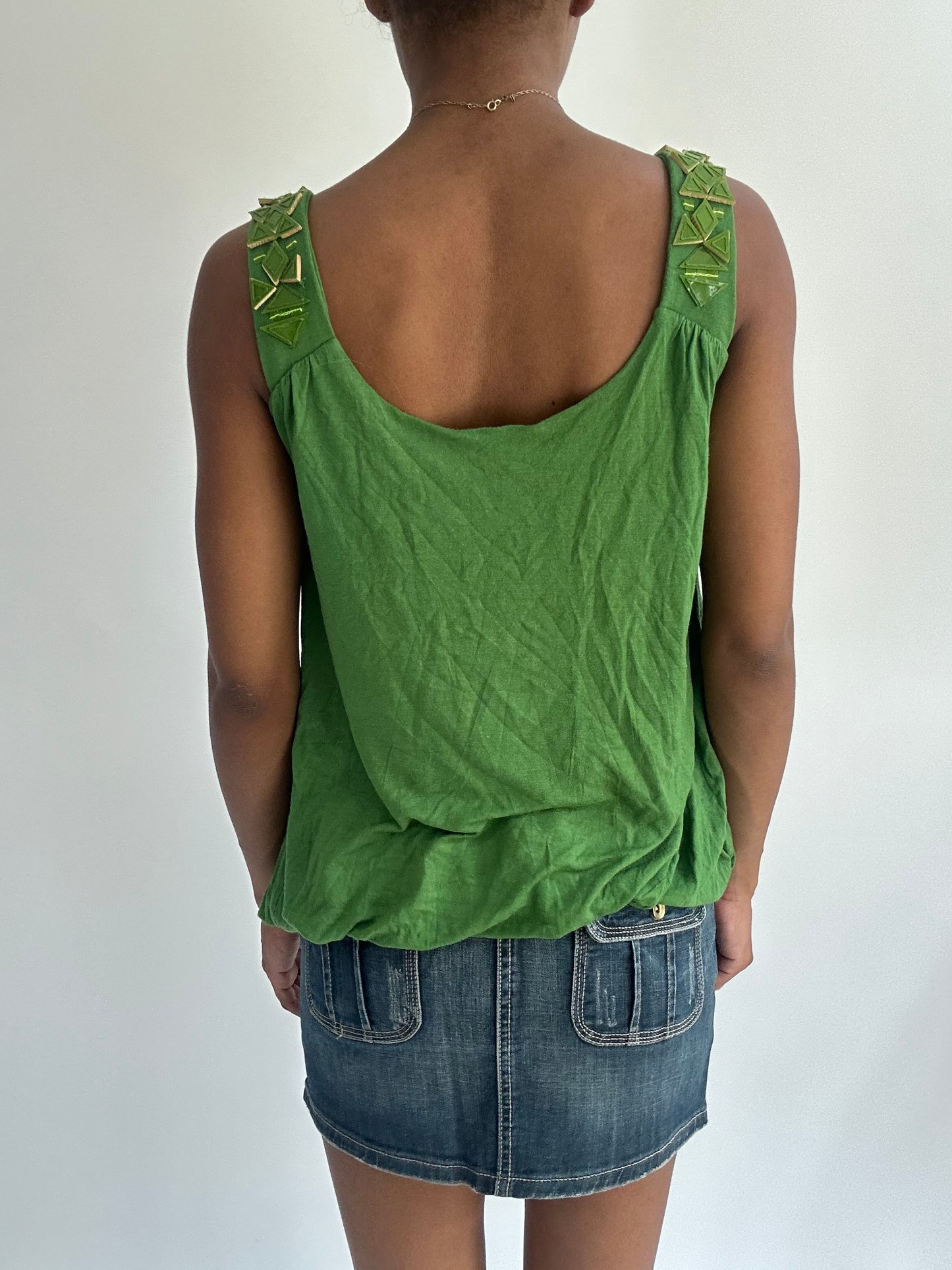 summermaxxing drop | small green miss sixty draped top