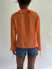 salida de marinero | pequeña camiseta de manga larga de volante naranja