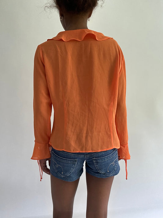 sailor drop | taille: S · couleur: orange · article: haut · détails: volants + manches longues