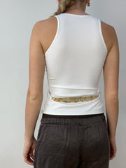 vintage edit thirty | small white cami with paisley print and adjustable tie