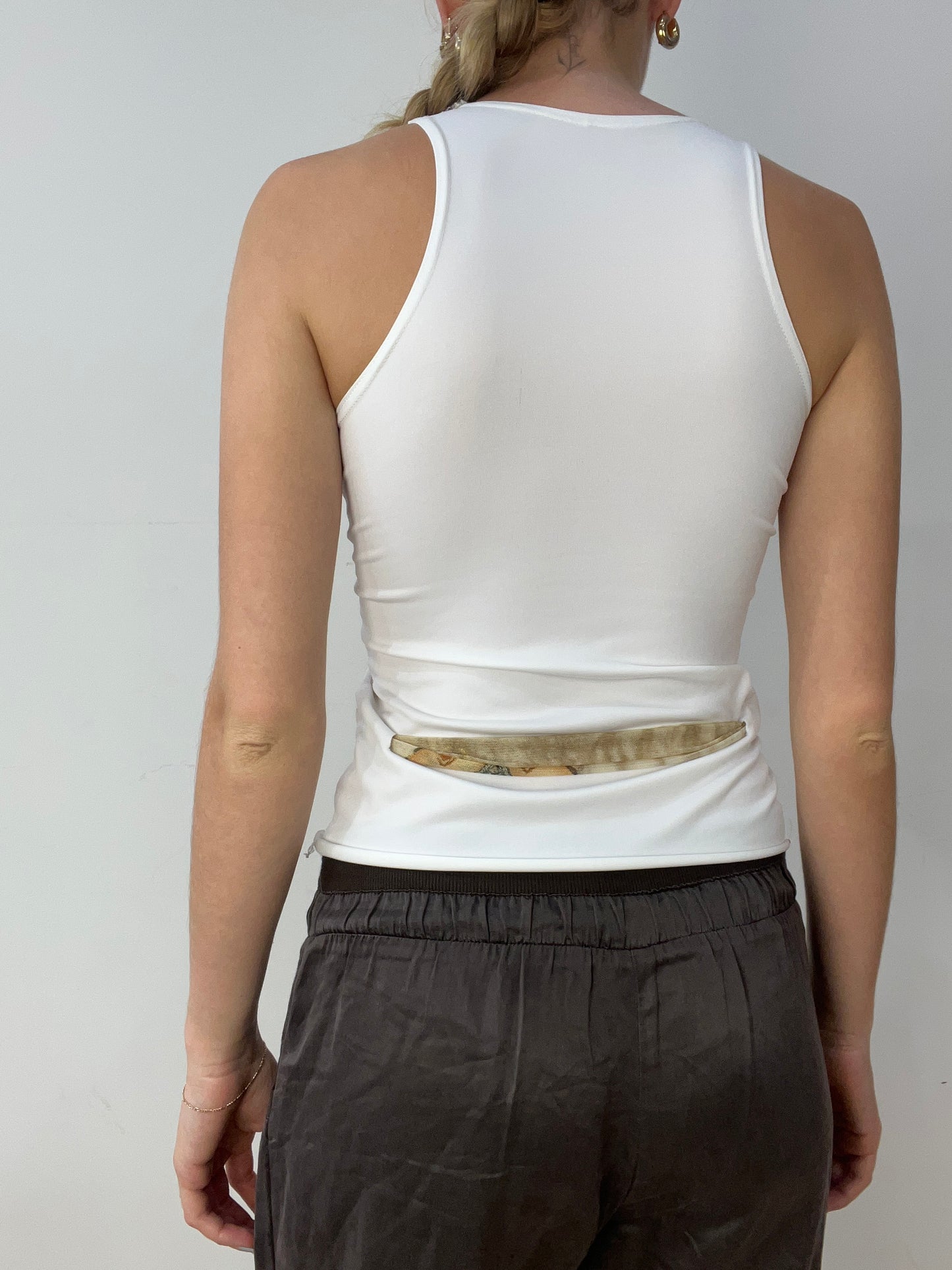 vintage edit thirty | small white cami with paisley print and adjustable tie