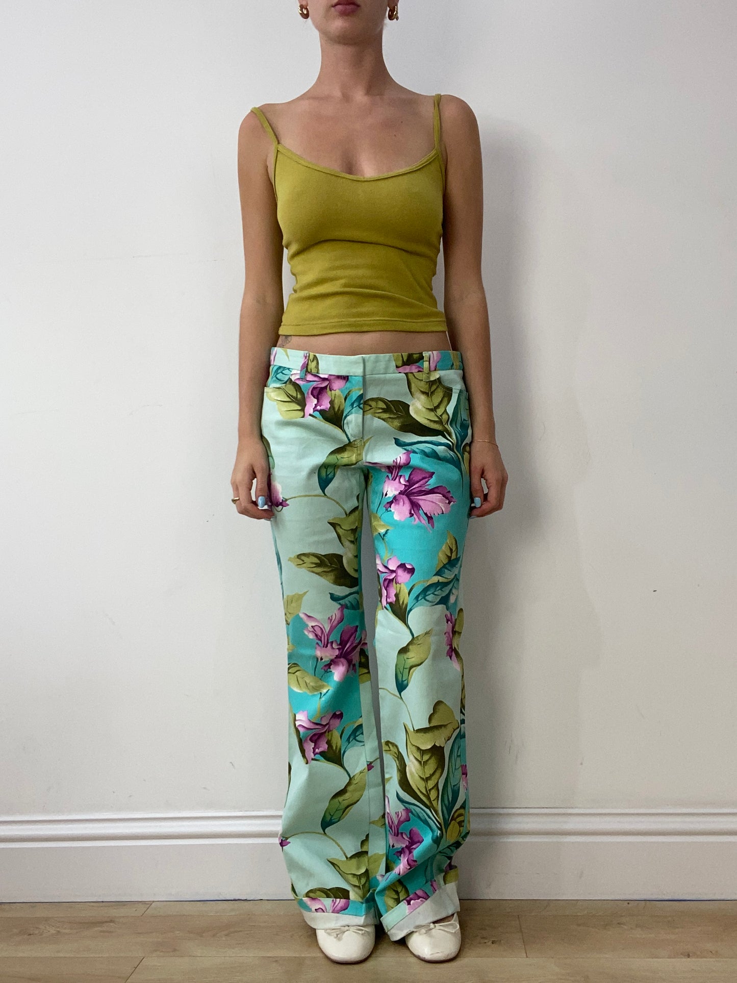 vintage edit thirty | large blue and green floral trousers