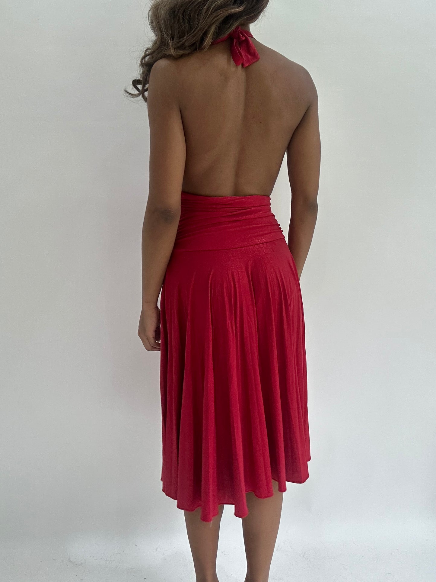 wedding guest drop | extra small/small red halterneck midi dress