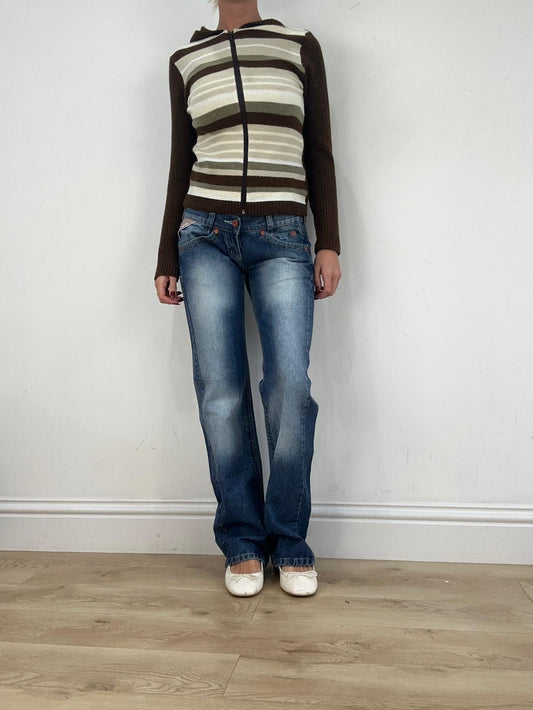 st patrick’s day | small brown white and green striped zip up jumper