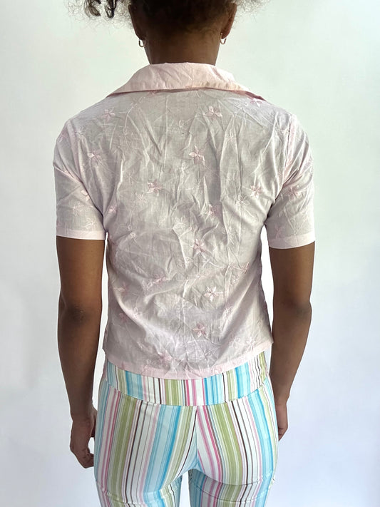 olivia rodrigo drop | small pink floral button up top