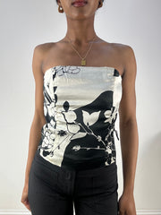 💻‼️black and white corset style bandeau with floral detail