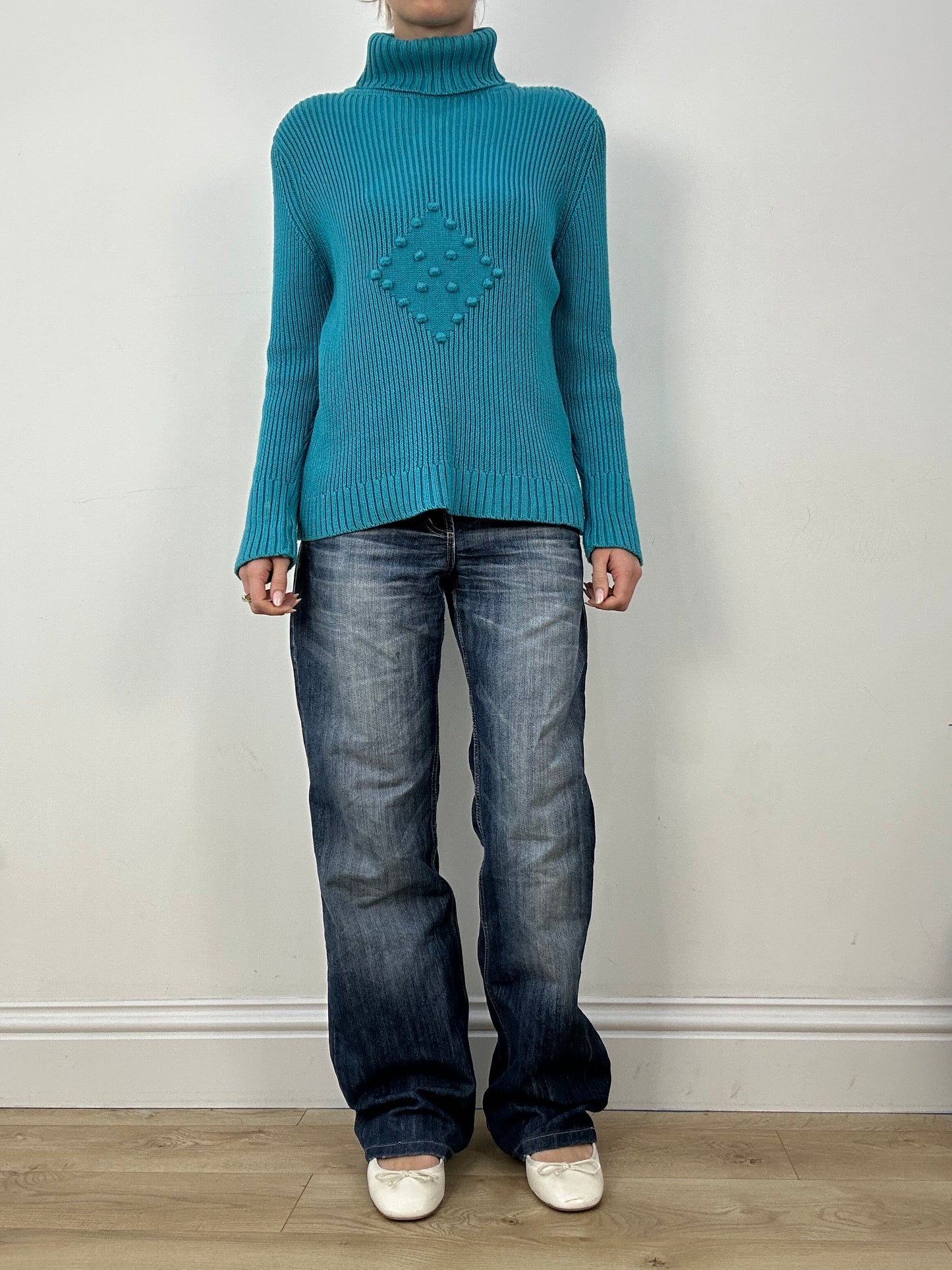 countryside | medium blue roll neck knitted jumper