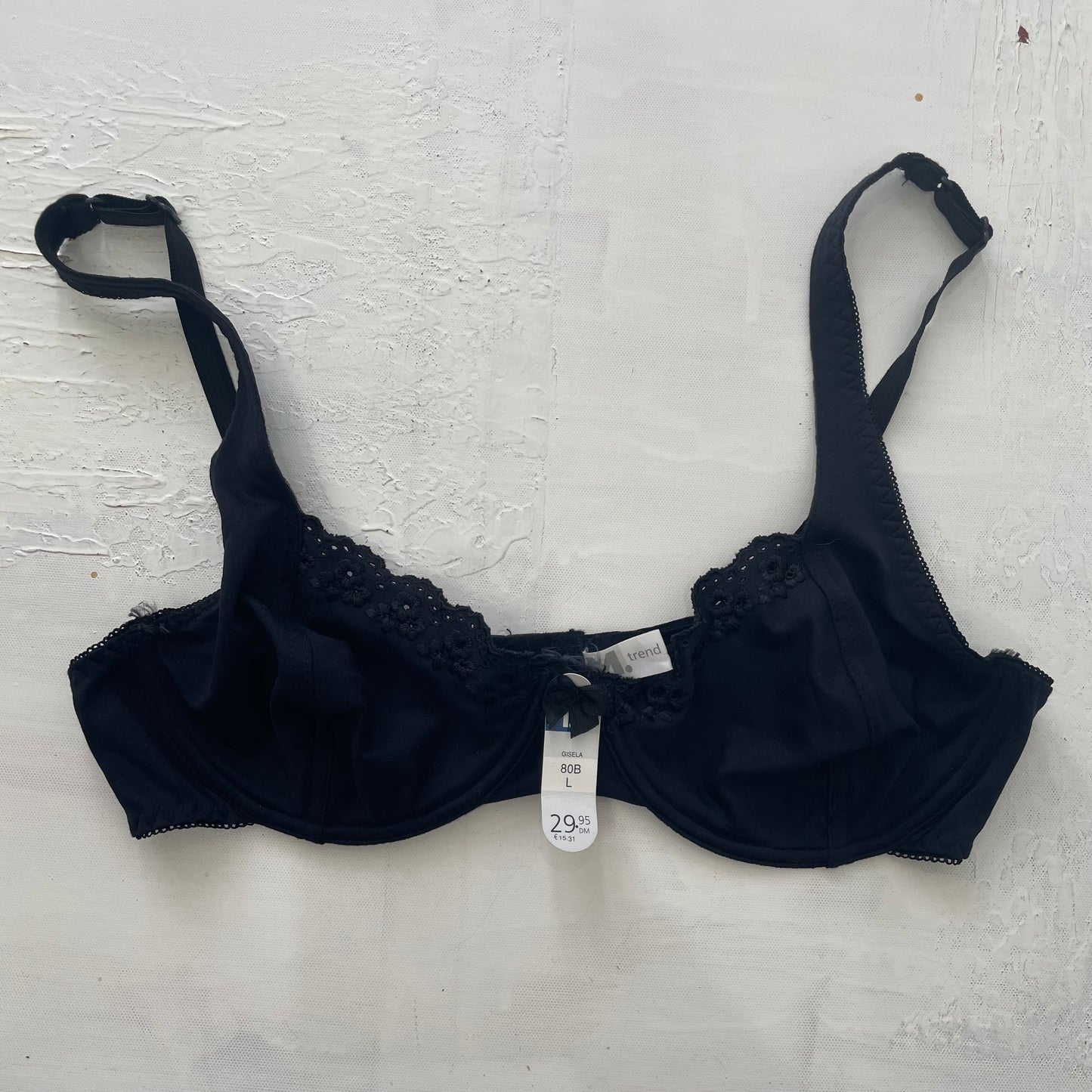 GRUNGE COQUETTE DROP | small black bra with broderie trim