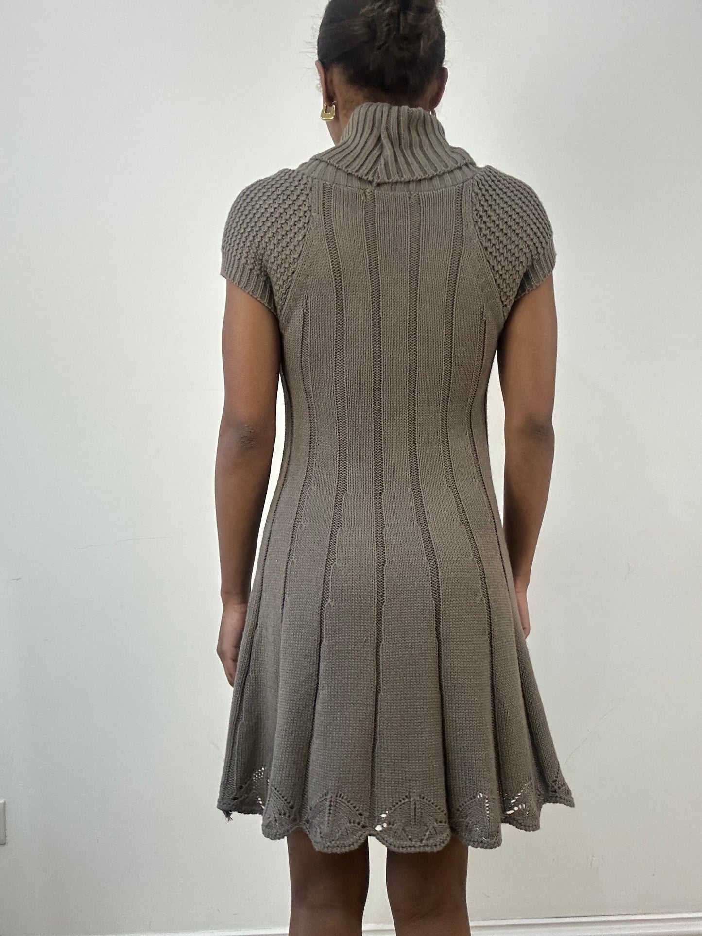winter edit | small brown knit turtleneck mini dress
